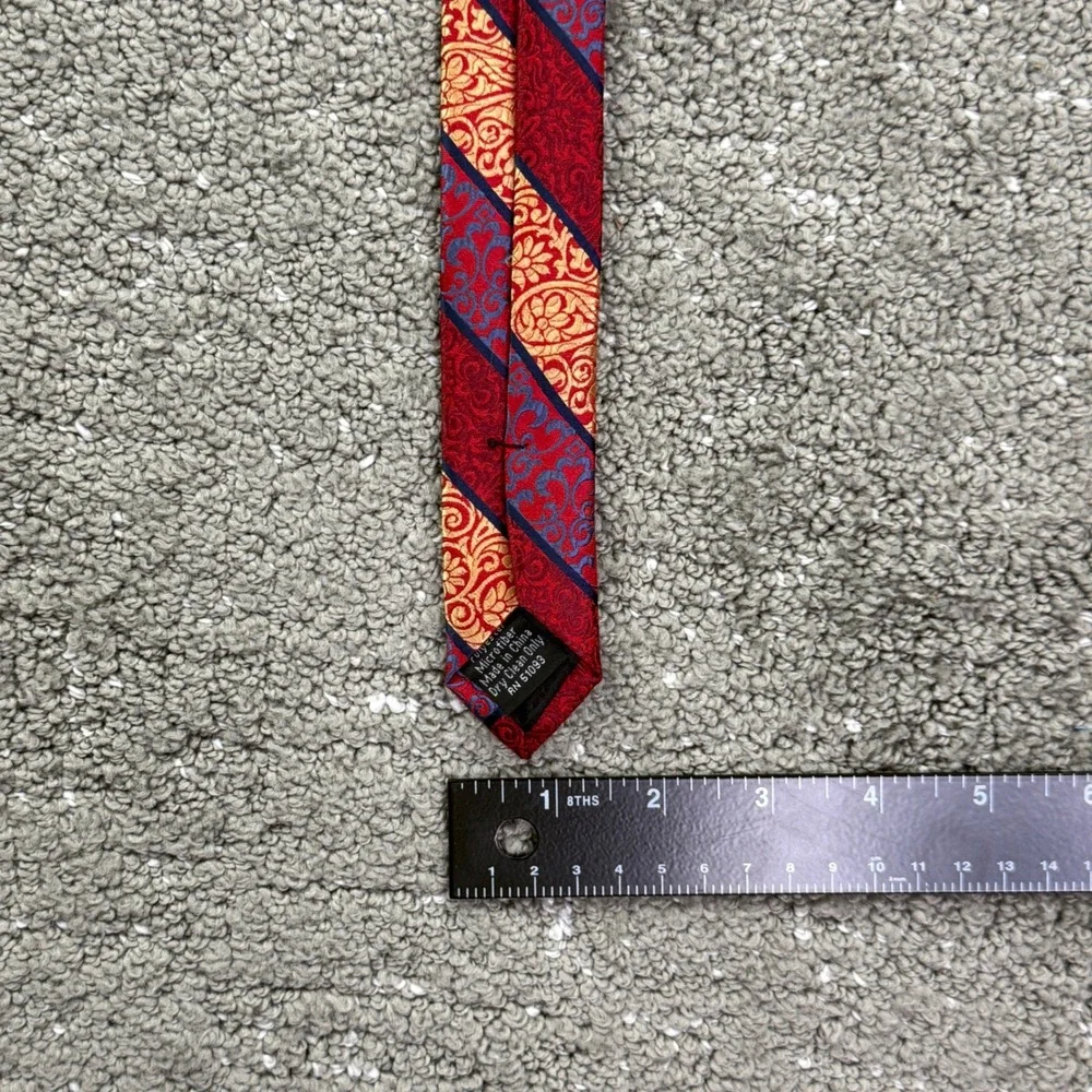 Steve Harvey Necktie Mens OS Red Gold Paisley Striped Celebrity Edition Formal